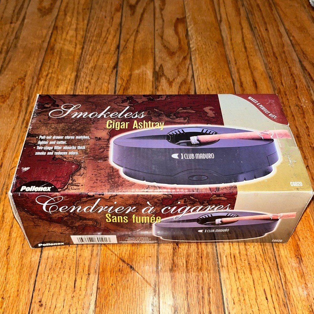 Pollenex Club Maduro Smokeless Cigar Ashtray Black: New in Box!
